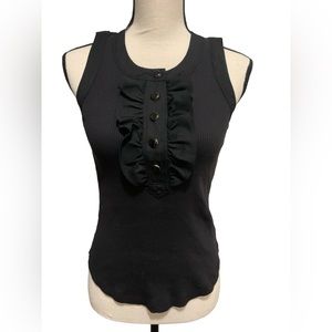 Attention black ruffled/button front tank top size XS